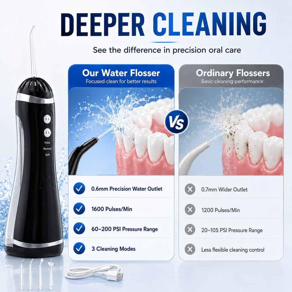 Cordless Water Flosser Oral Irrigator with 3 Modes and 4 Tips - Travel Friendly