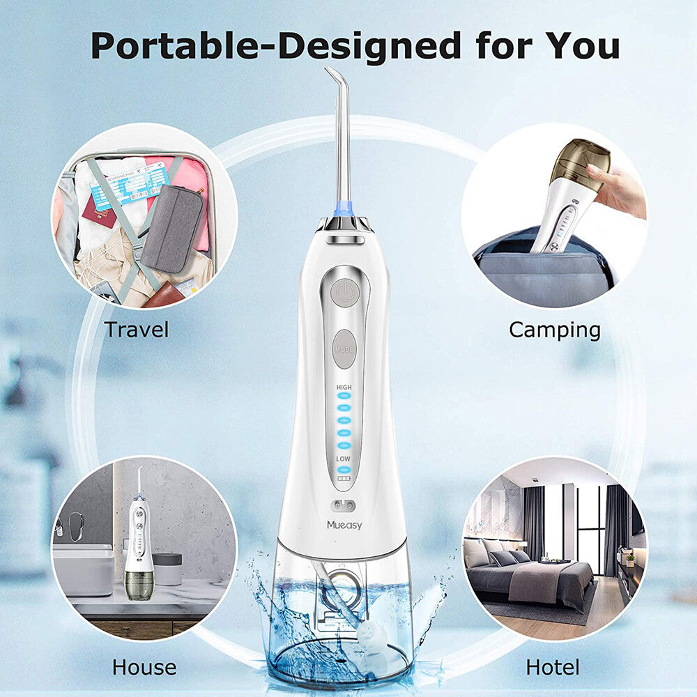 Cordless Water Flosser Oral Irrigator with 5 Jet Tips & 360° Nozzle
