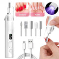 Cordless Electric Nail Drill for Thick Toenails Manicure Pedicure Set with UV Lamp & 6 Grinding Heads
