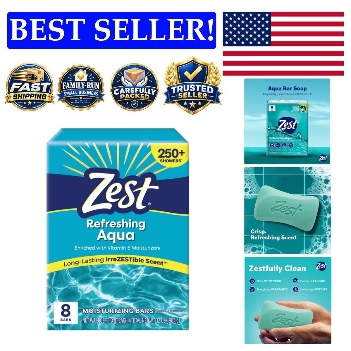 Vitamin E Enriched Bath Soap Bars - Hydrating 8-Pack for Whole Body Moisture