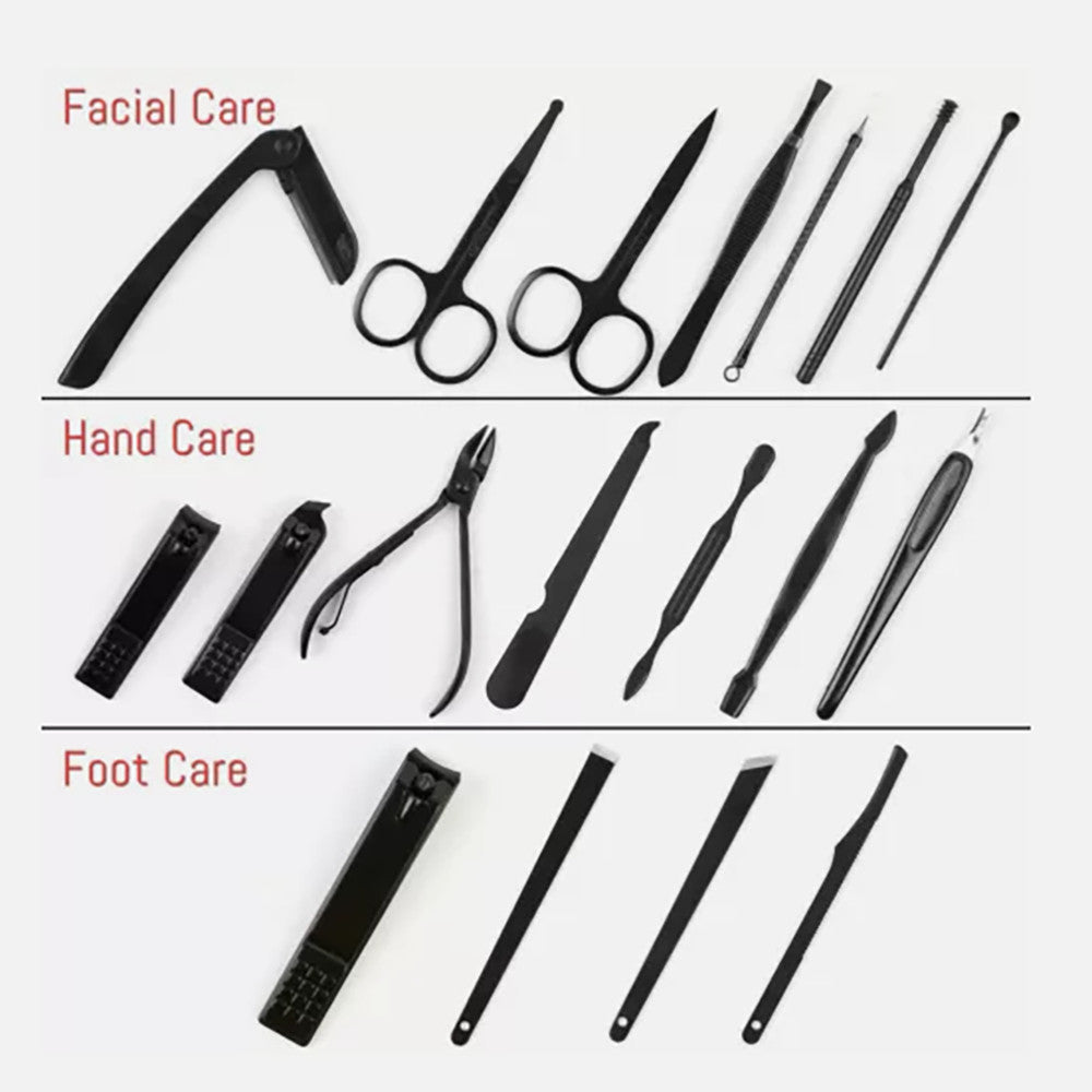 24-Piece Stainless Steel Nail Clipper Grooming Kit for Manicure Pedicure