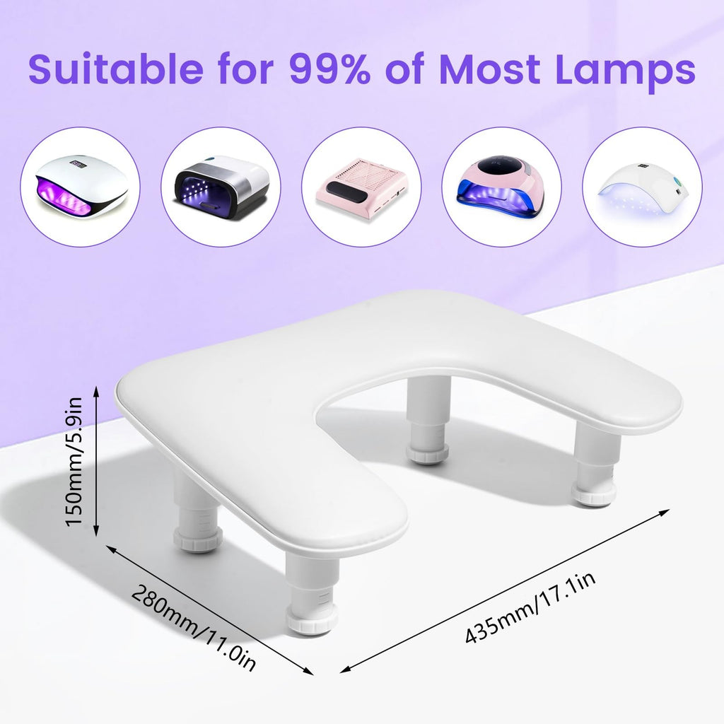 Adjustable U-Shaped Manicure Arm Rest for Nail Techs - Microfiber Support Stand