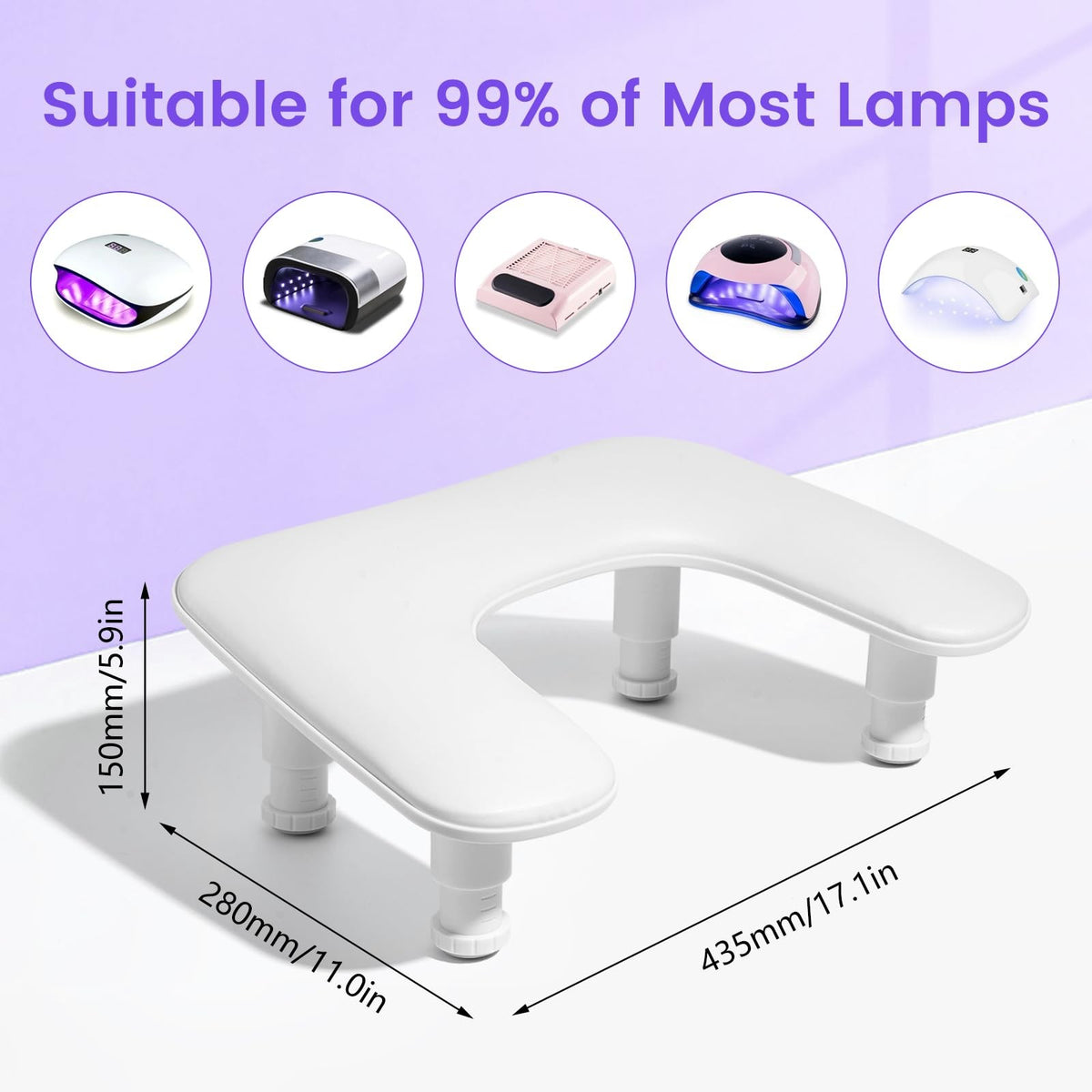 Adjustable U-Shaped Manicure Arm Rest for Nail Techs - Microfiber Support Stand