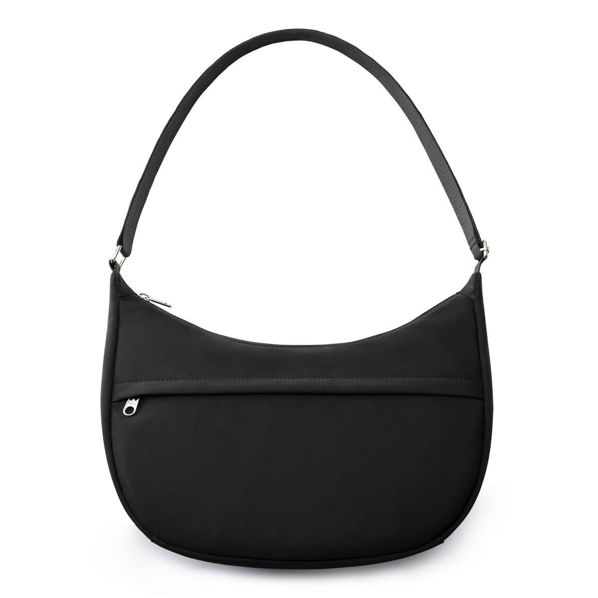 Medium Nylon Crescent Shoulder Bag - Unisex Crossbody Purse with External Pocket