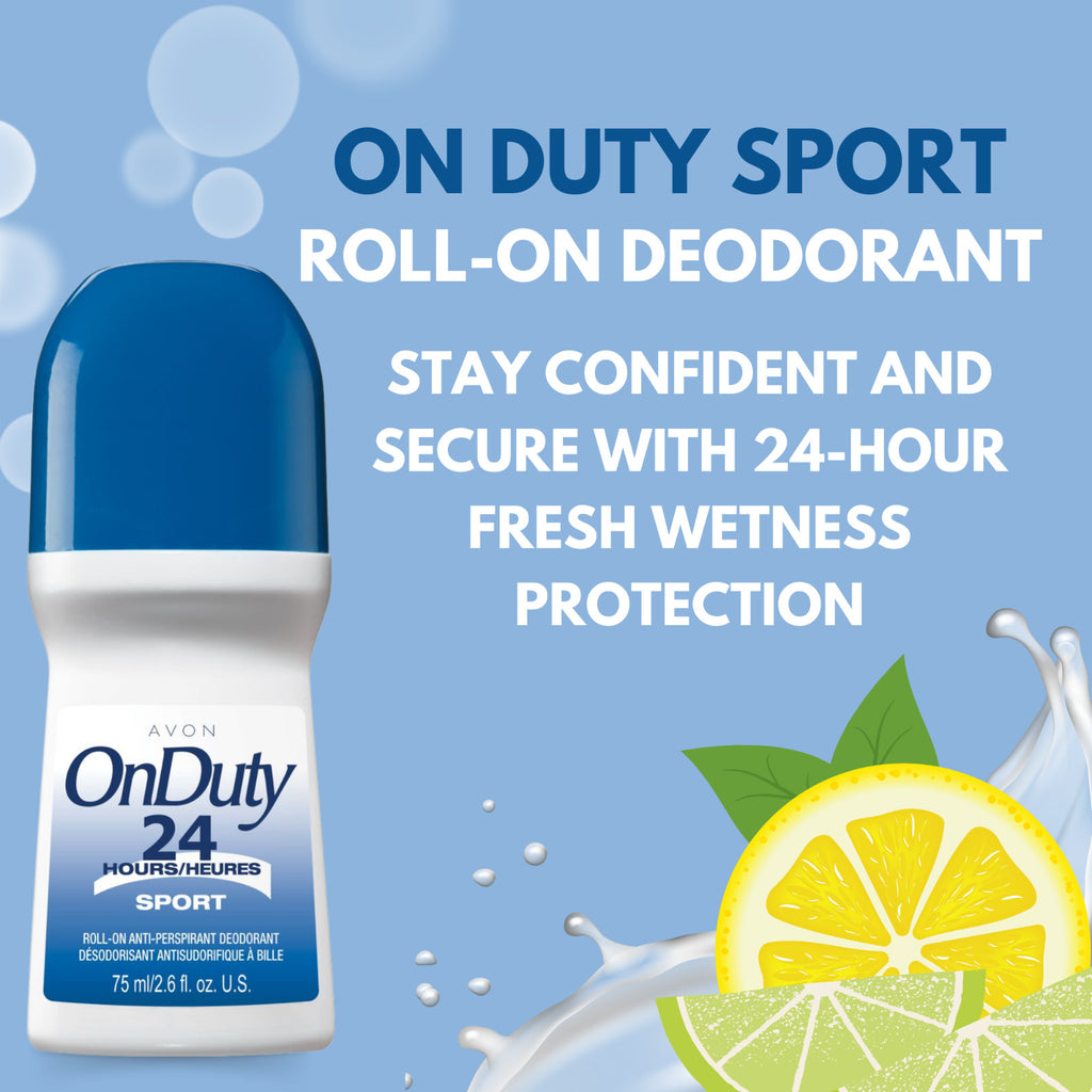 Sport Roll-On Deodorant 24-Hour Odor & Wetness Protection – 2.6 fl oz, Pack of 6