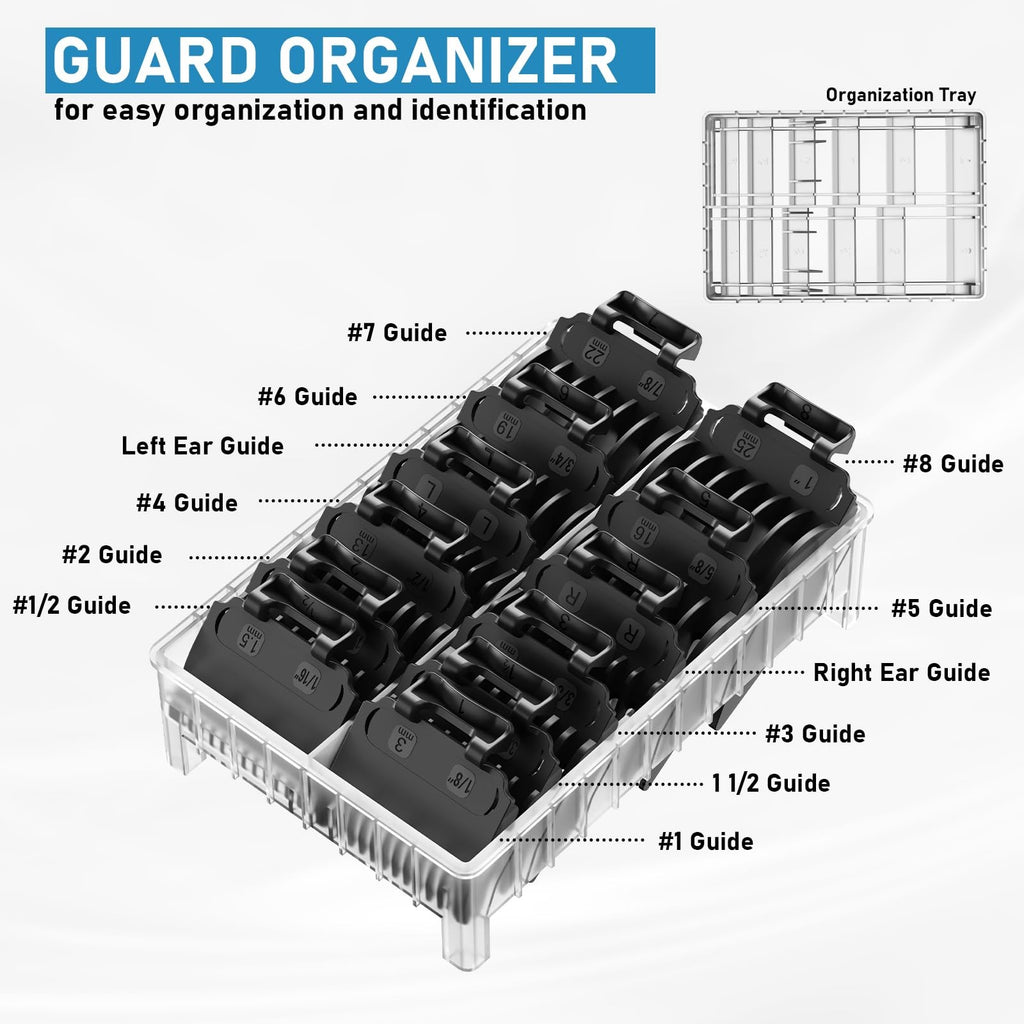 14-Piece Hair Clipper Guard Set with Organizer for Wahl & Universal Trimmers