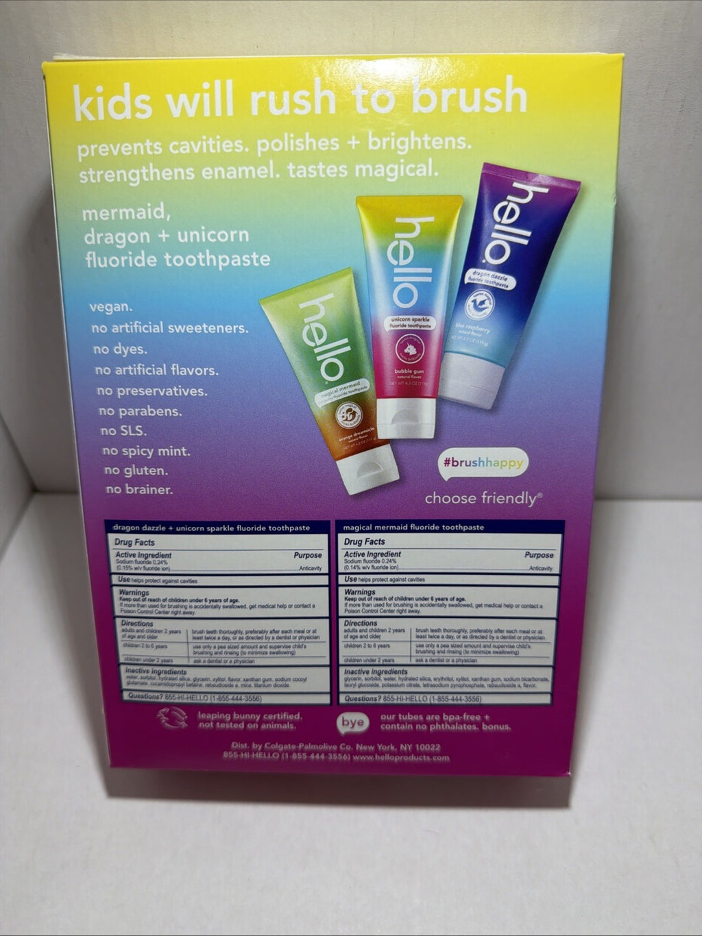 Kids Fluoride Toothpaste Set - Unicorn, Mermaid & Dragon Flavors, 3 Pack