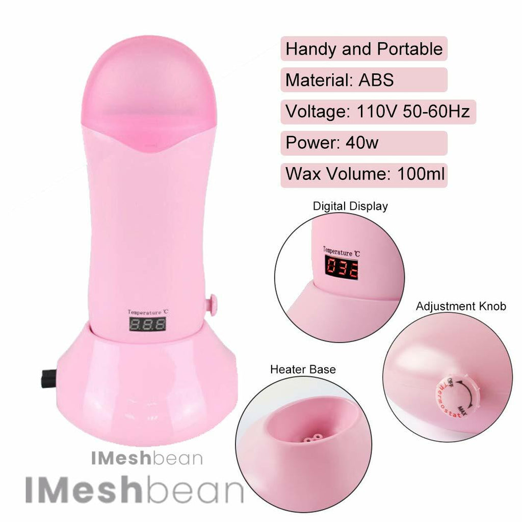 Depilatory Wax Heater Roller Kit with Cartridges & Strips for Hair Removal
