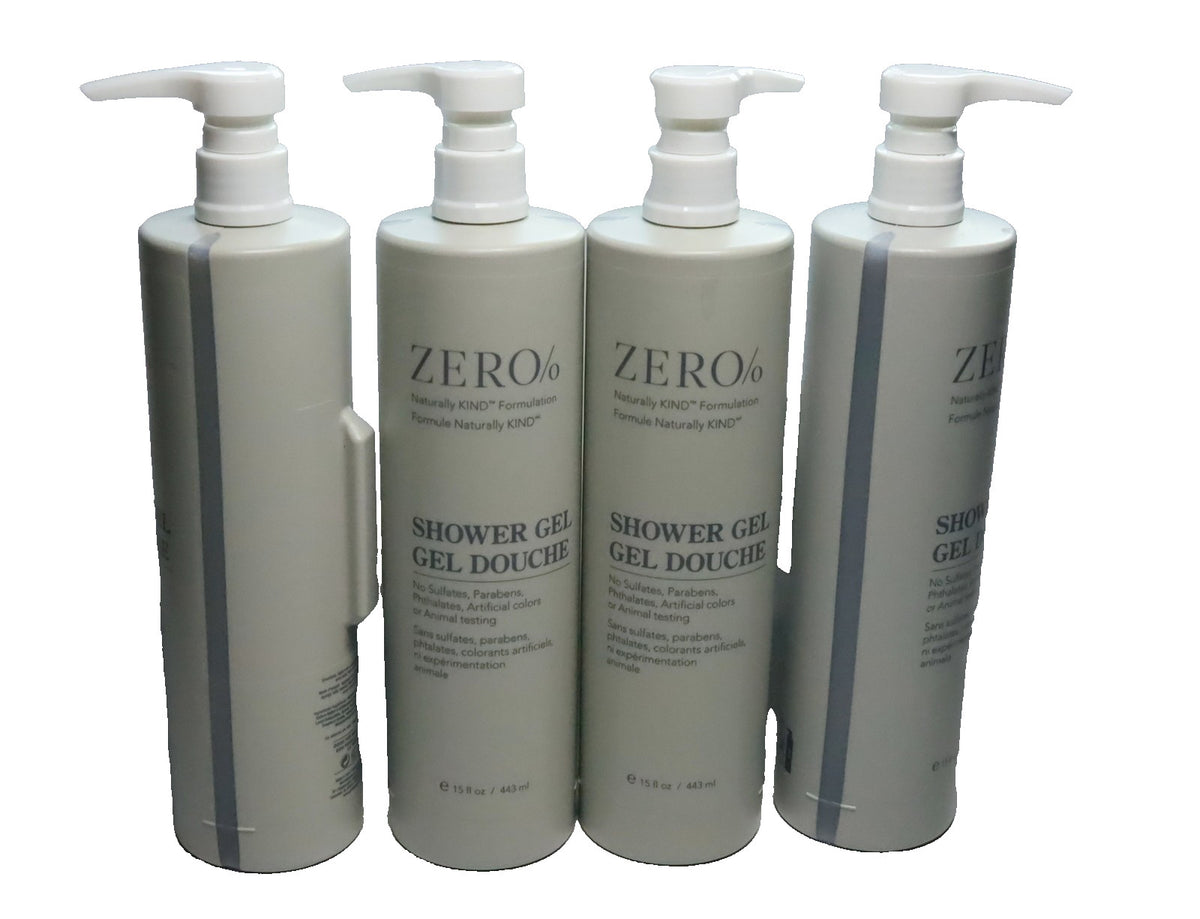 Gilchrist & Soames Zero % Shower Gel 15oz - Hotel-Quality, Naturally Kind Formula (Qty 4 Bottles)