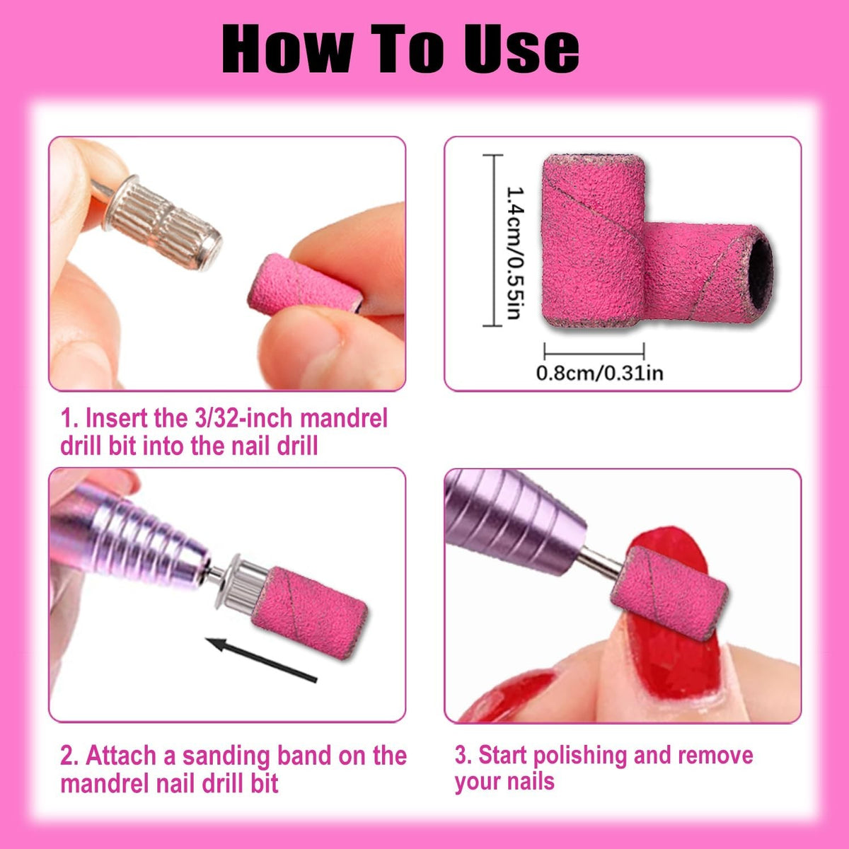 135 Pcs Nail Drill Bits Sanding Bands Set for Manicure & Pedicure