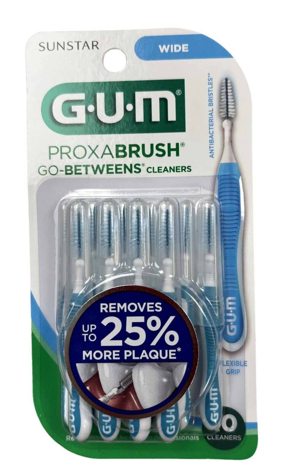 Proxabrush Wide Toothbrush Cleaner Pack of 10 - Flexible Handle, Antibacterial Bristles