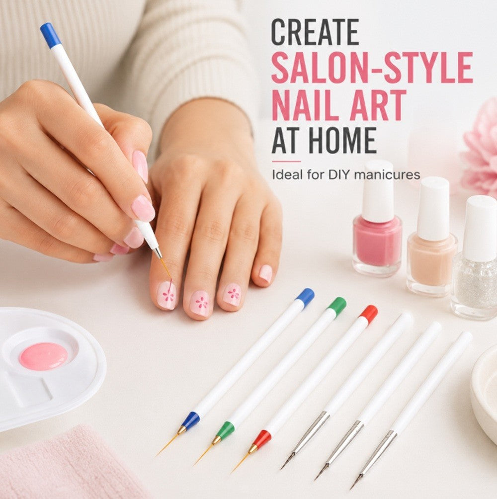 6-Pack Nail Art Liner Brush Set for Precise Manicure & Creative Nail Designs