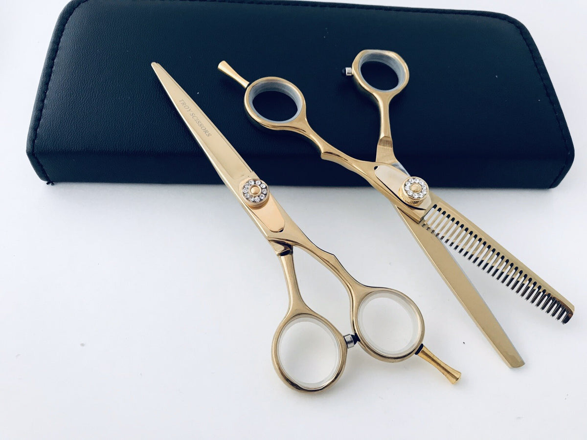 Professional Hair Cutting & Thinning Scissors Set - Titanium Japanese Steel 5" Barber Shears