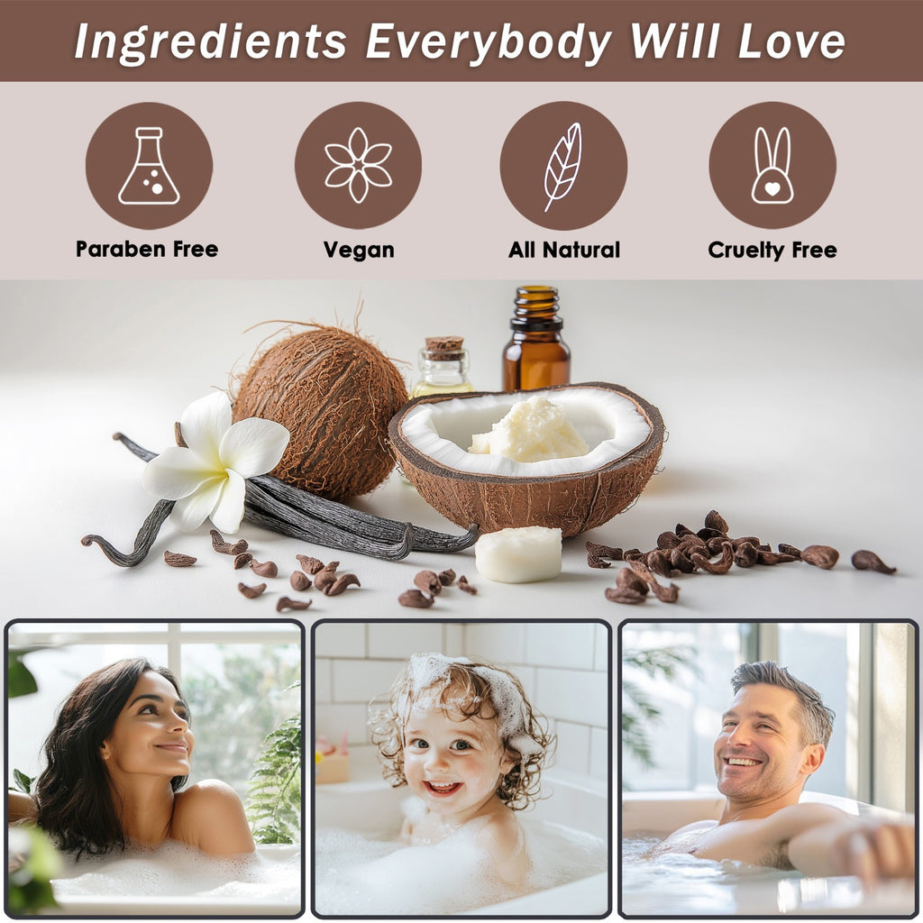 Luxury Bath Spa Gift Set with Coconut & Vanilla - 15 Piece Aromatherapy Basket