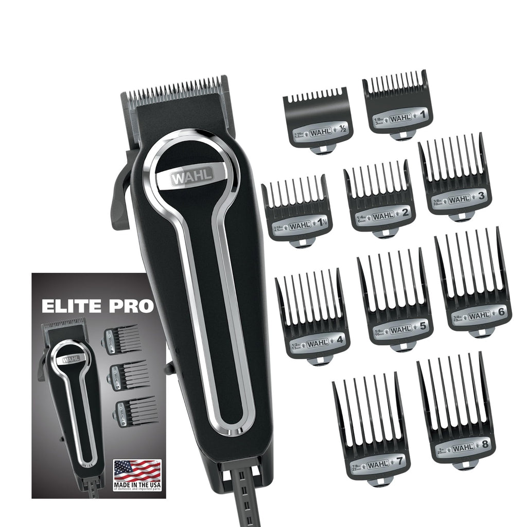 Corded Home Haircut Kit - Wahl Elite Pro 20-Piece Clipper Set in Black