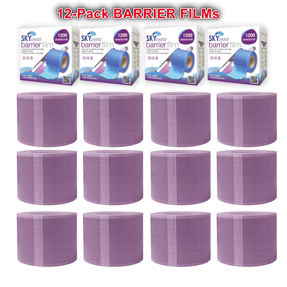 Dental Barrier Film Rolls 4x6, 12/Pack, Perforated Plastic Tape Keepers