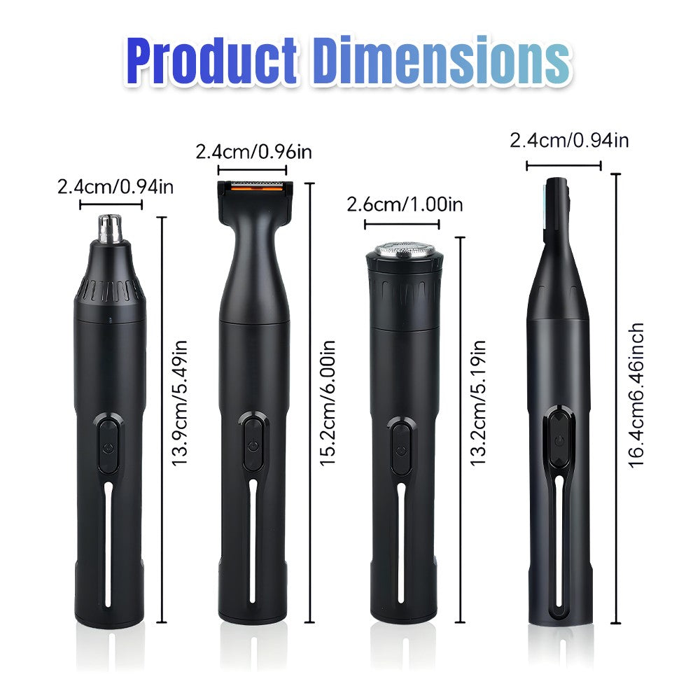 4-in-1 Electric Nose Ear & Eyebrow Trimmer Grooming Kit USB Rechargeable