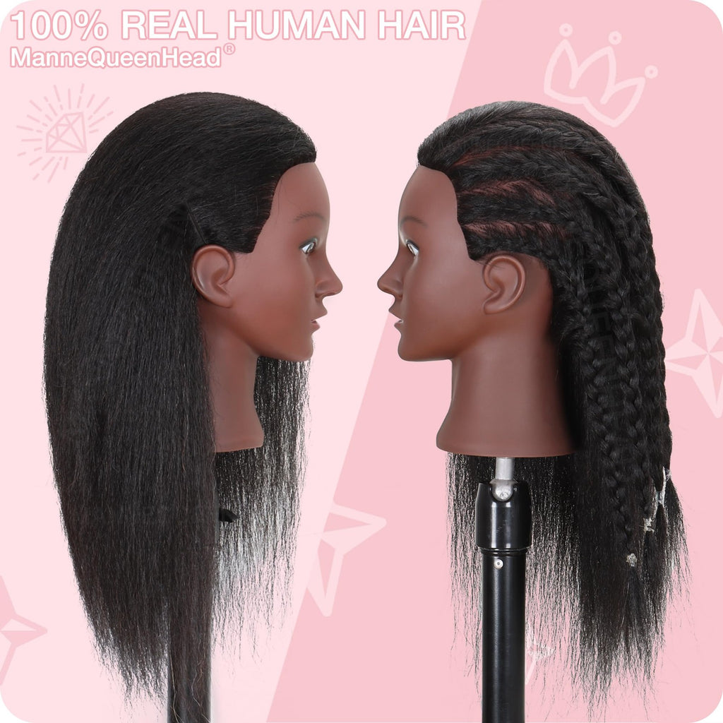 16 Inch Human Hair Mannequin Head for Cosmetology & Hair Styling Training