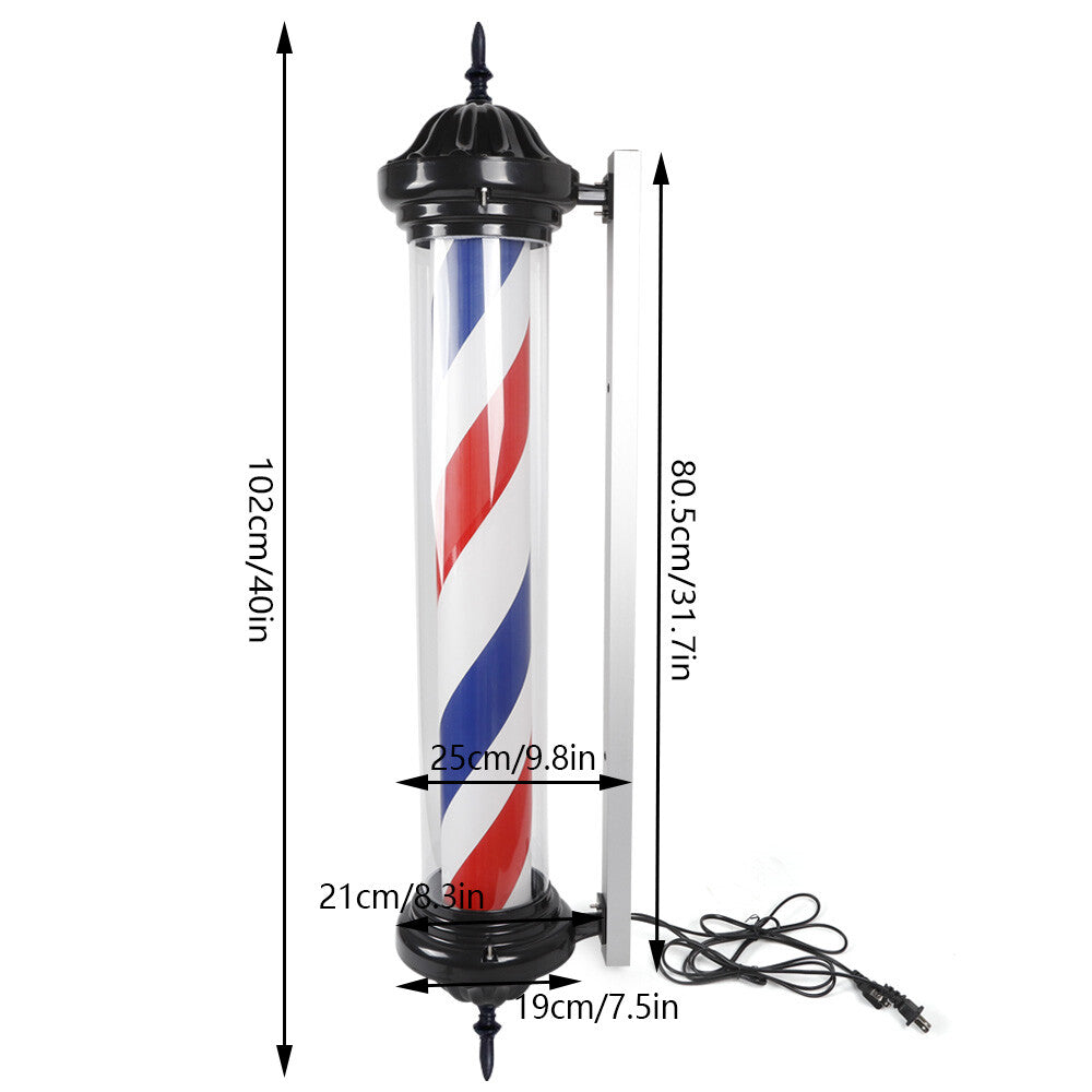 Vintage Rotating Barber Pole Light with Waterproof LED Sign