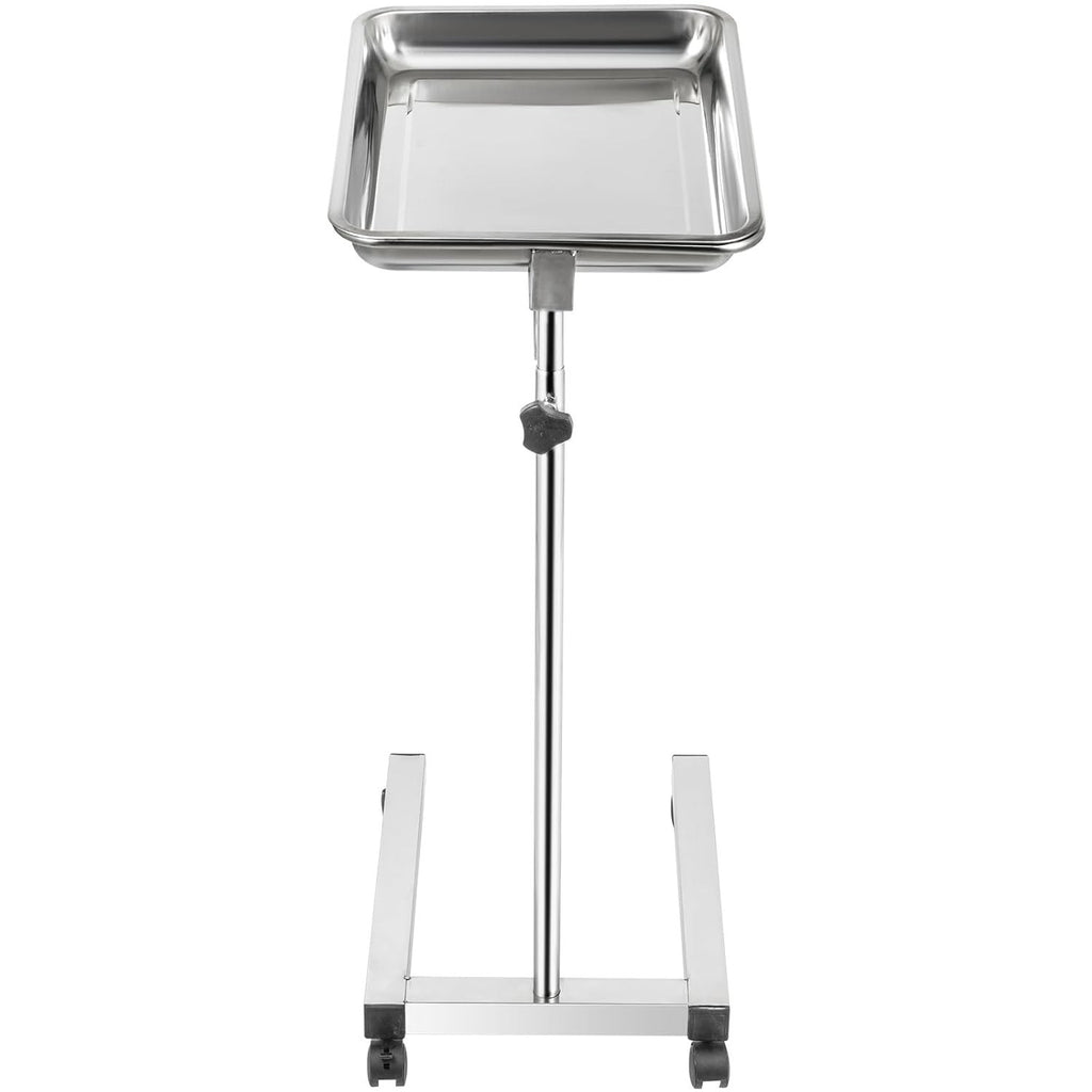 18x14 Stainless Steel Mayo Tray Stand with Swivel Wheels for Medical & Salon Use