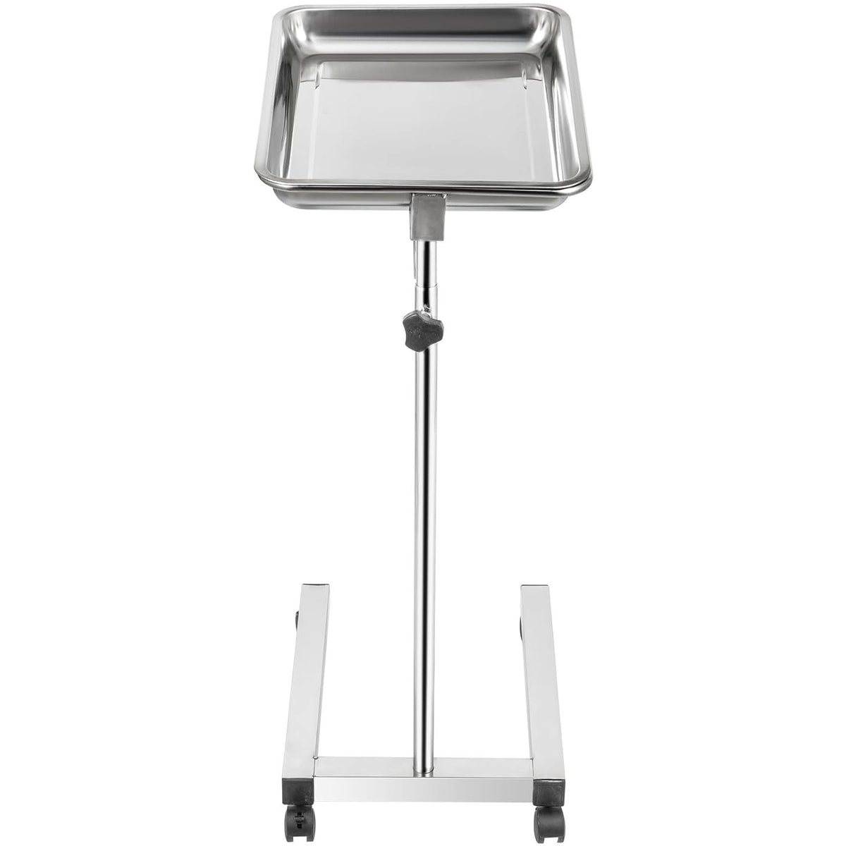 18x14 Stainless Steel Mayo Tray Stand with Swivel Wheels for Medical & Salon Use