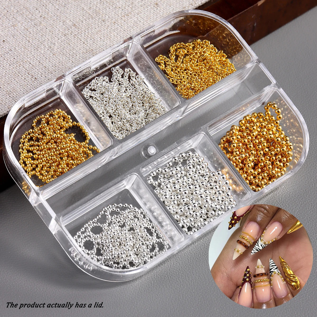 3D Metal Nail Art Chains Gold Silver Nail Decoration Jewelry Set