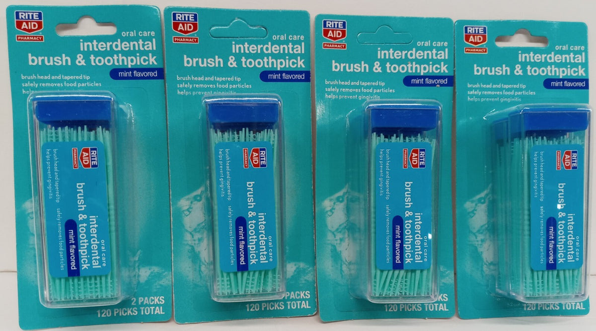 Pack of 4 Interdental Brushes and Toothpicks Mint Oral Care Set
