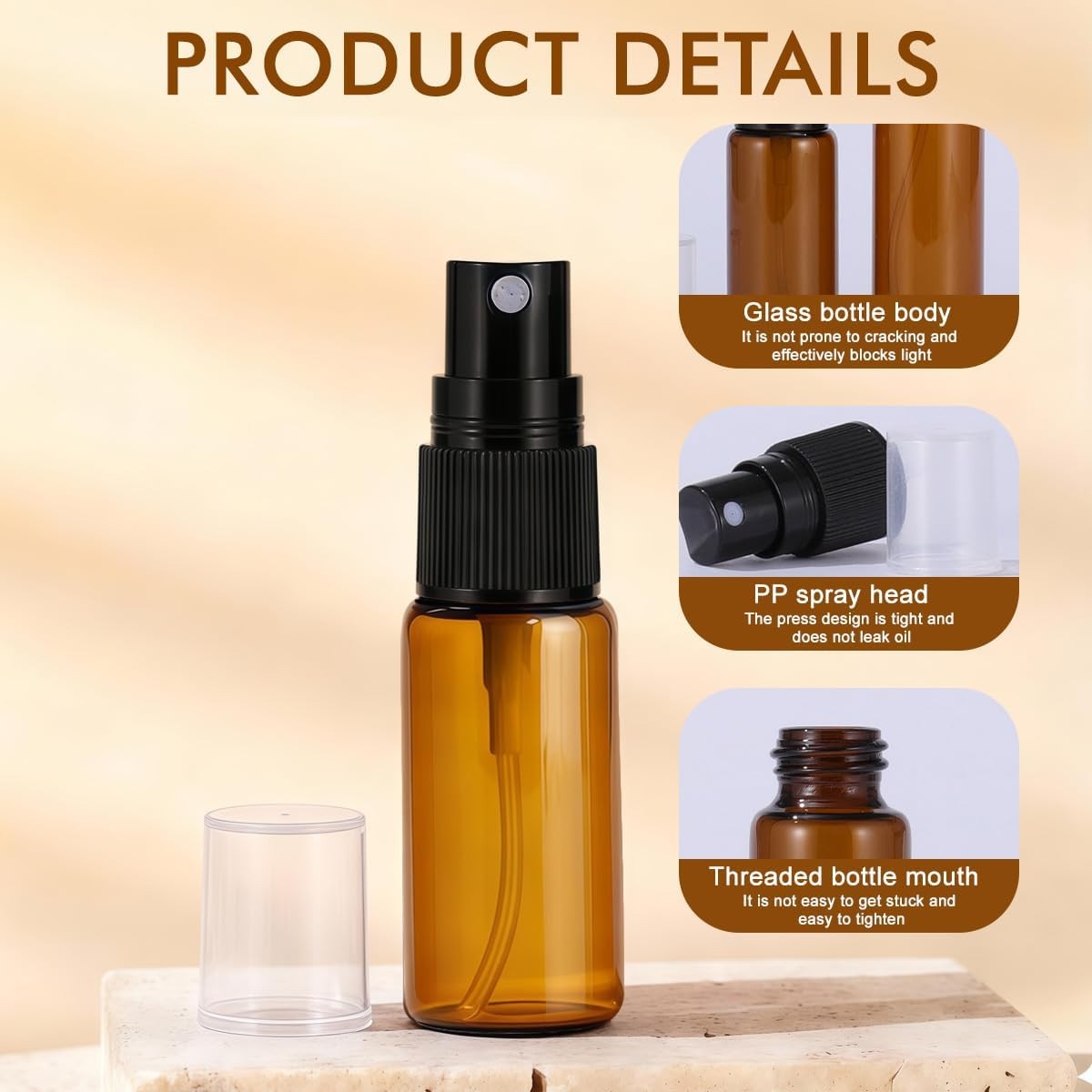 Refillable Glass Spray Bottles 12 Pack 15ML Fine Mist Reusable Dispenser