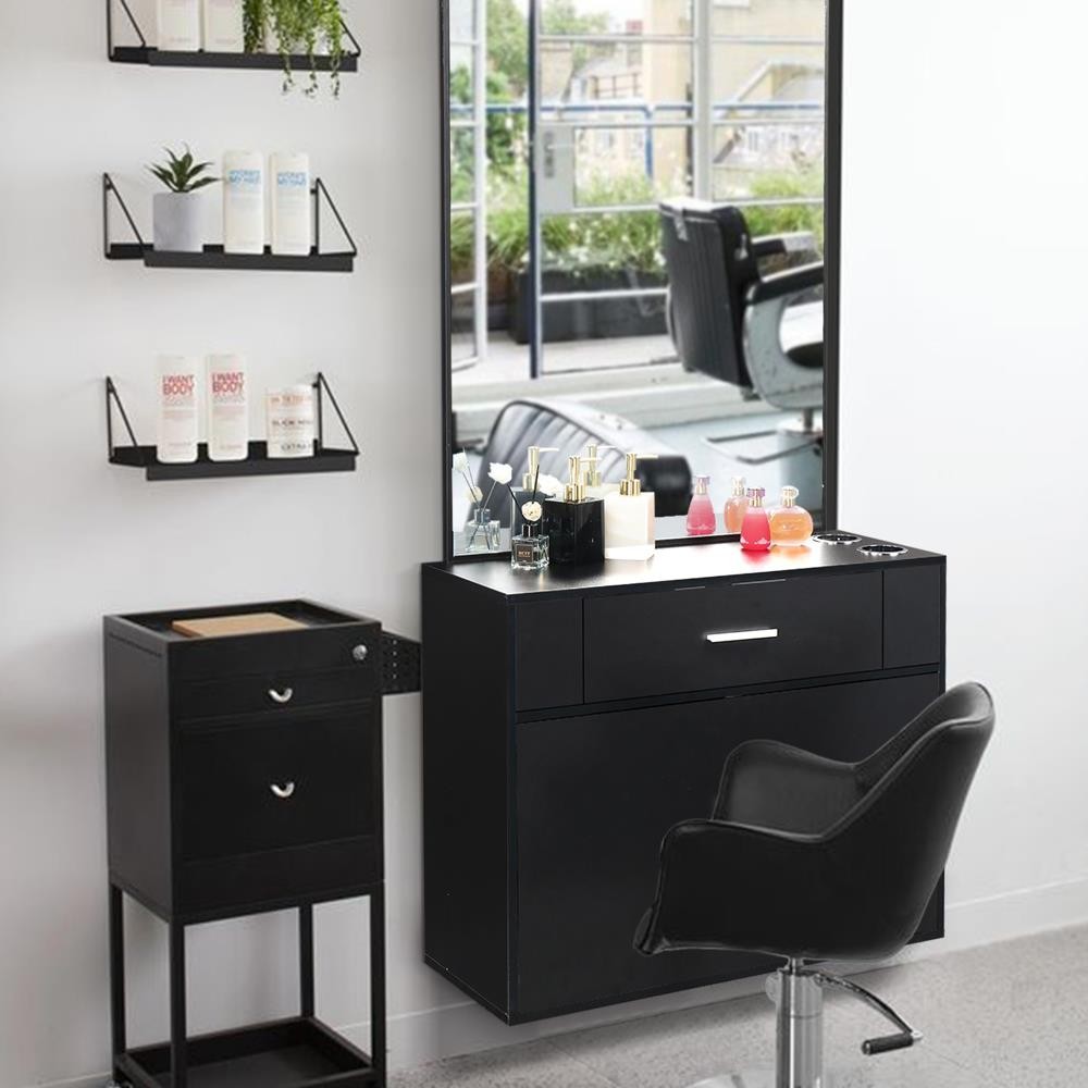 Wall Mount Hair Styling & Makeup Mirror Station for Salon
