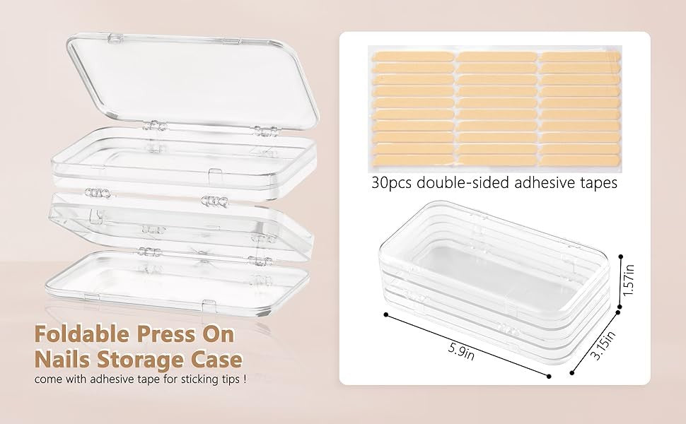 Press On Nail Organizer Case - Compact Clear Acrylic Storage for Nail Tips