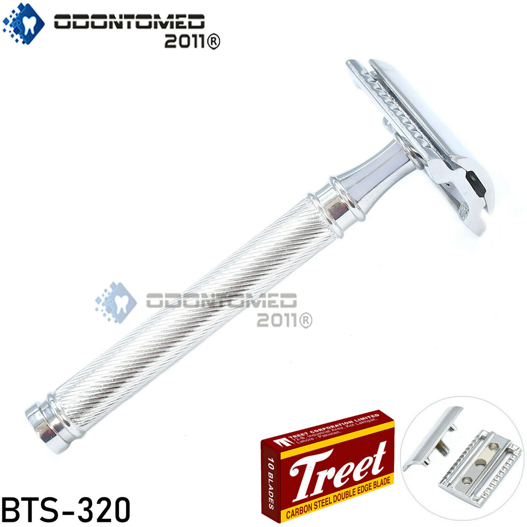 Double Edge Safety Razor with Long Handle & Free Blades - Reusable