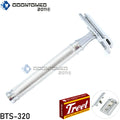 Double Edge Safety Razor with Long Handle & Free Blades - Reusable