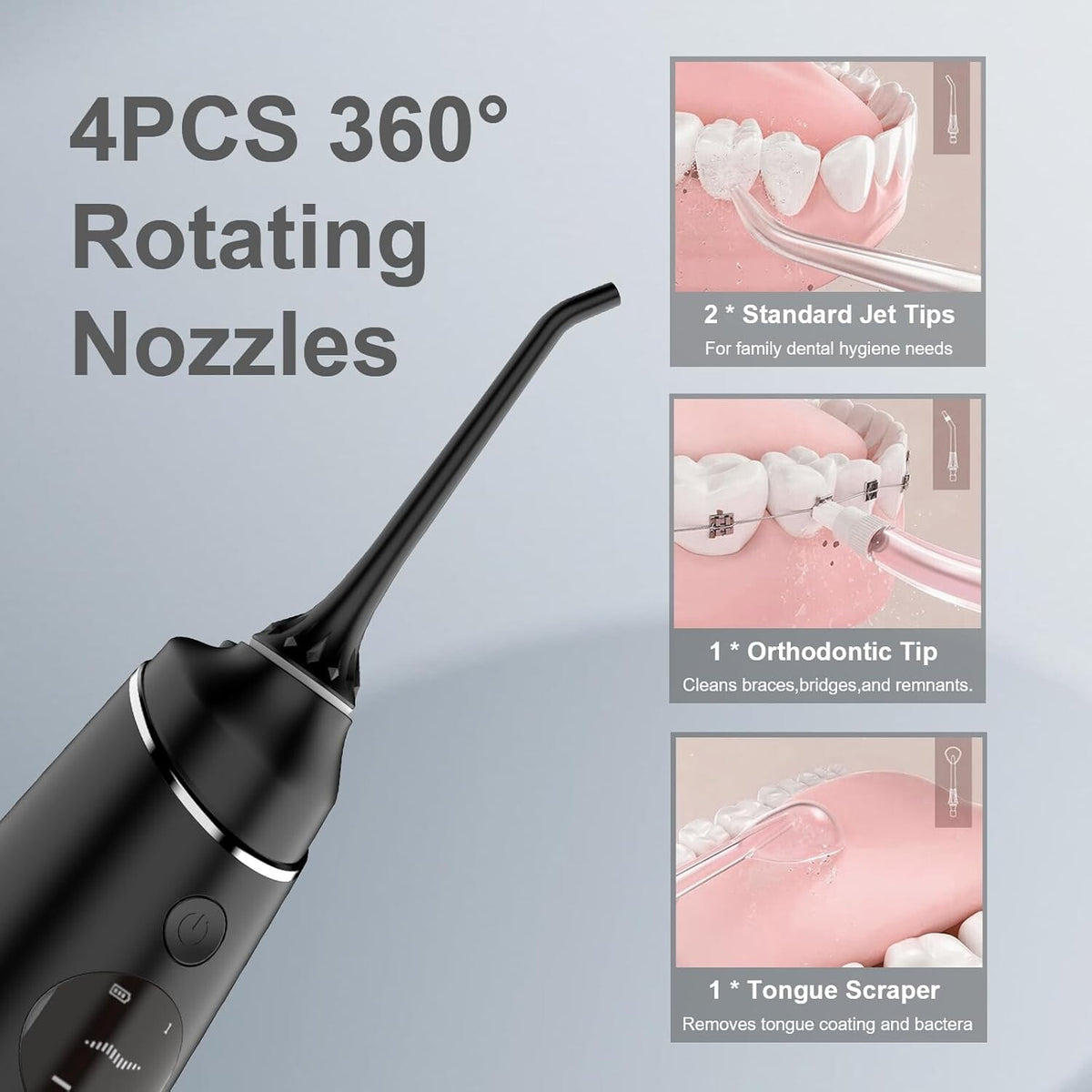 Cordless Water Flosser Dental Irrigator with 4 Modes 280ML Rechargeable