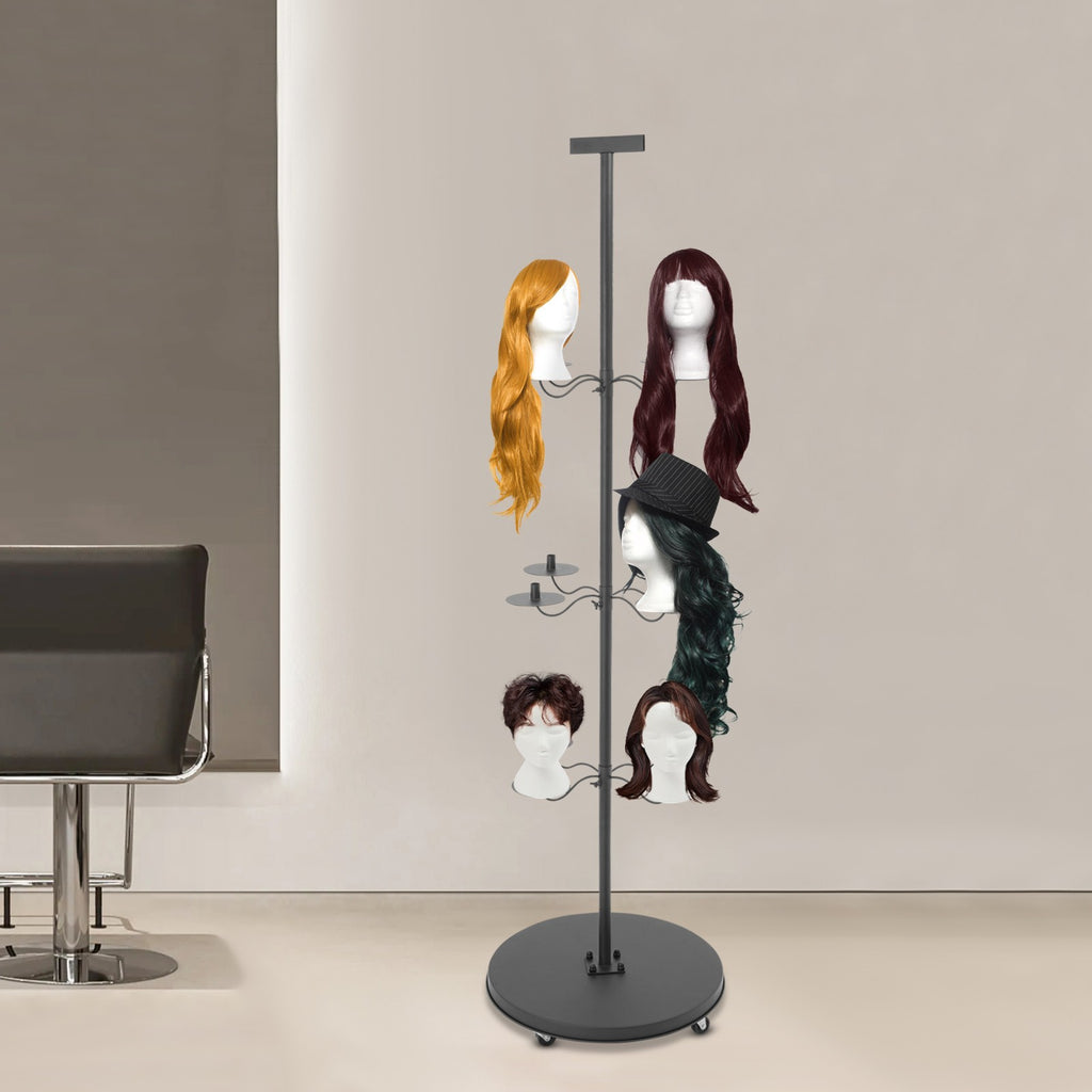 12-Head Wig Display Stand & Storage Rack for Salon & Beauty