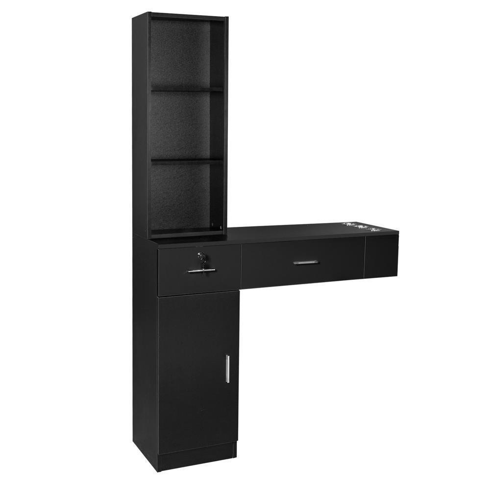 Wall Mount Salon Station with Lockable Drawers for Hair Stylist Spa Cabinets