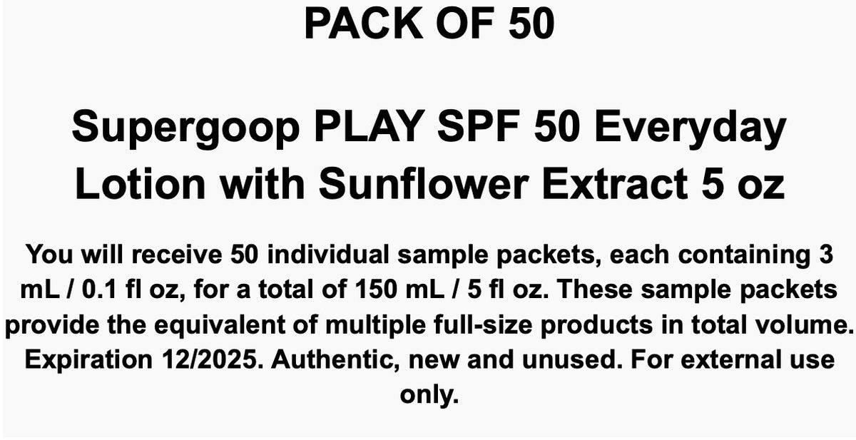 50 Pack SPF 50 Sunscreen Lotion Samples with Sunflower Extract - Travel Size