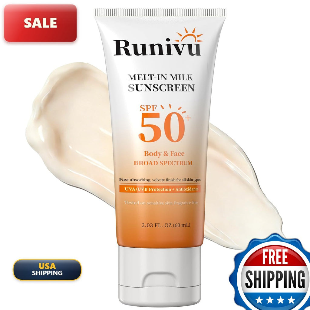 SPF 50+ Sunscreen for Face - Broad Spectrum UVA/UVB Natural Protection 2.03 Fl Oz