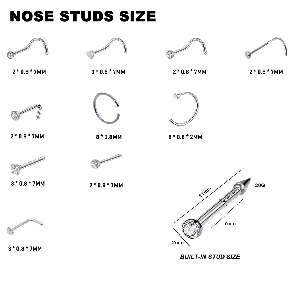 Disposable Nose Piercing Kit 2 Pack with 10 Nose Studs - Self Piercing Gun