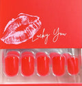 Red Aspen Press-On Short Square Nail Set - Shiny Red Lucky Red Raya