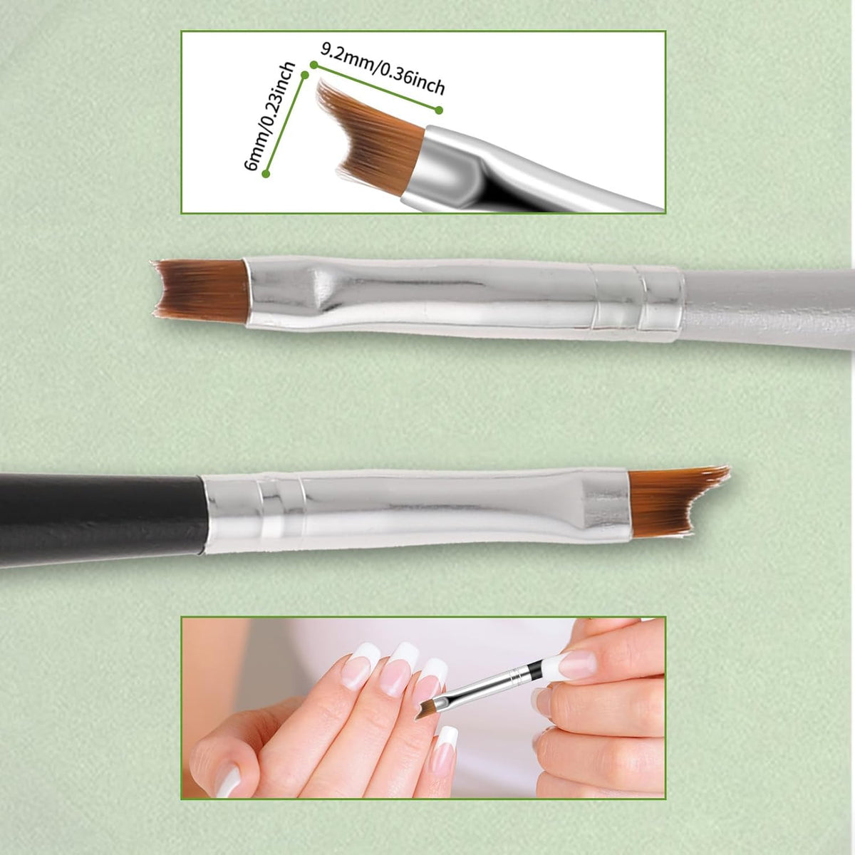 6-Piece Nail Art Brush Set for French Tips UV Gel & Acrylic Painting