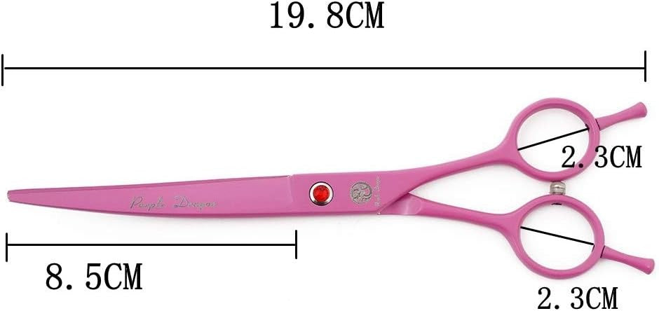 Pet Grooming Scissors 7 Inch Pink Stainless Steel Curved Shears for Dogs & Cats