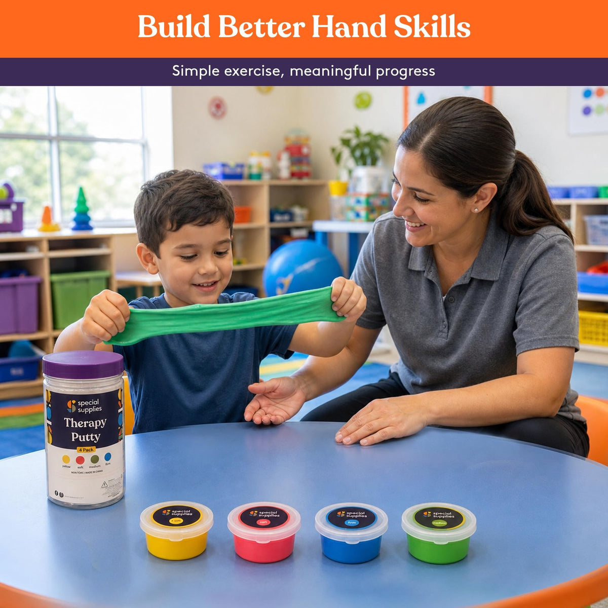 Therapy Putty for Teens - 4 Color Set, Hand Strengthening & Sensory Tool