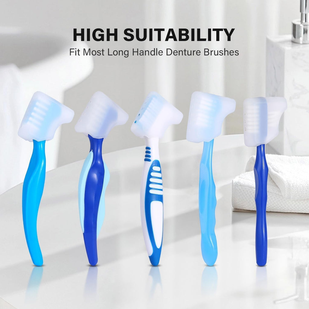 2pcs Silicone Denture Brush Covers Fit Most Toothbrushes Travel Friendly