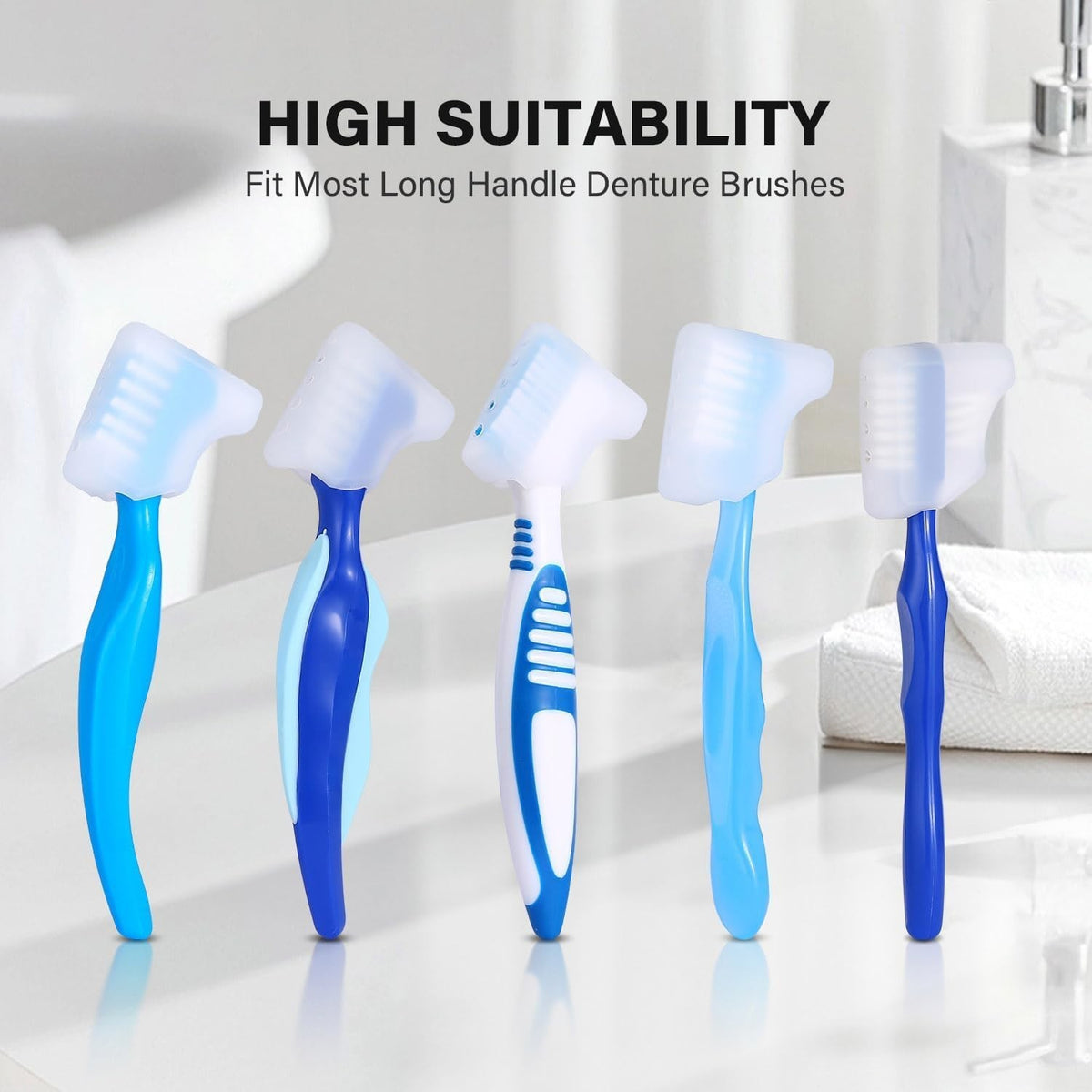 2pcs Silicone Denture Brush Covers Fit Most Toothbrushes Travel Friendly