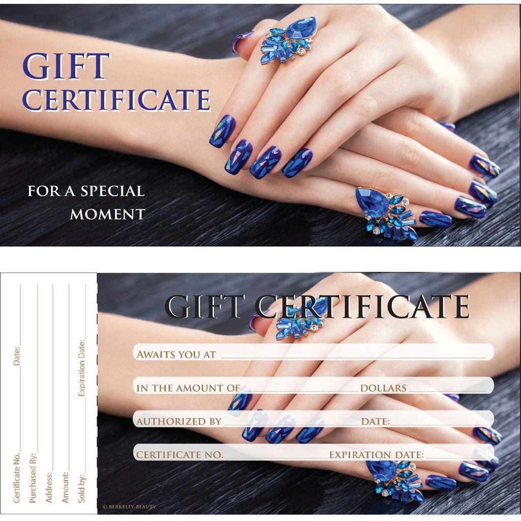 Nail Salon Gift Certificate - Design GC122, 2 Books, 50 Certificates