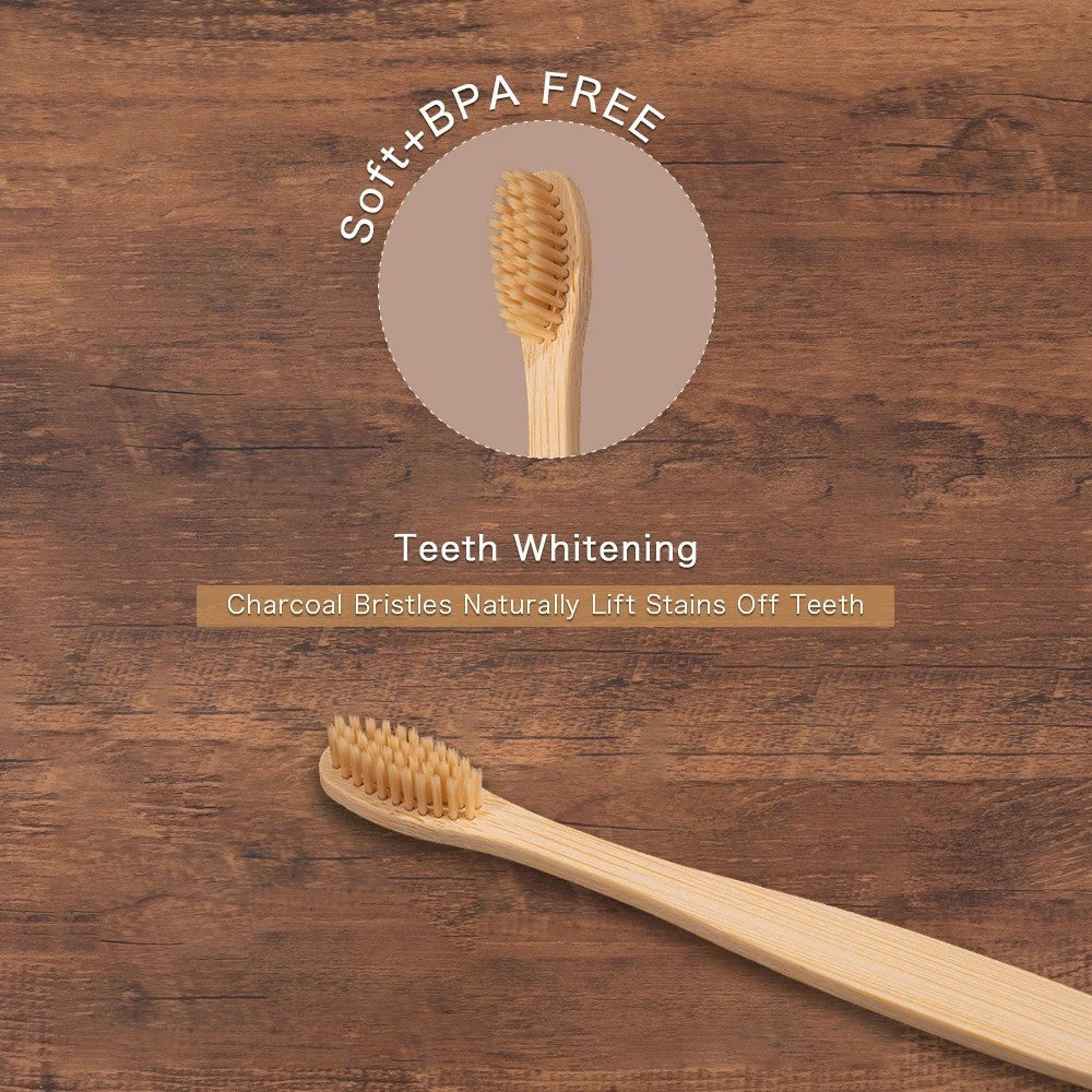 10 Pack Bamboo Toothbrushes with Medium Bristles - Eco-Friendly & Biodegradable