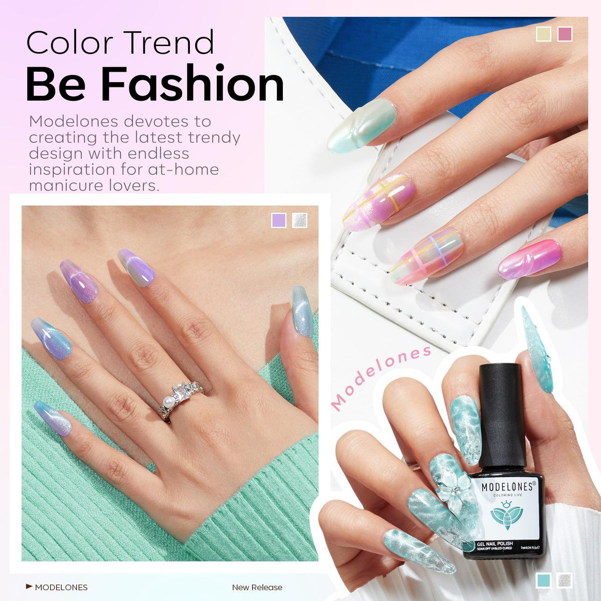 Gel Nail Polish Set with Magnet - 6 Colors Summer Silver Cat Eye