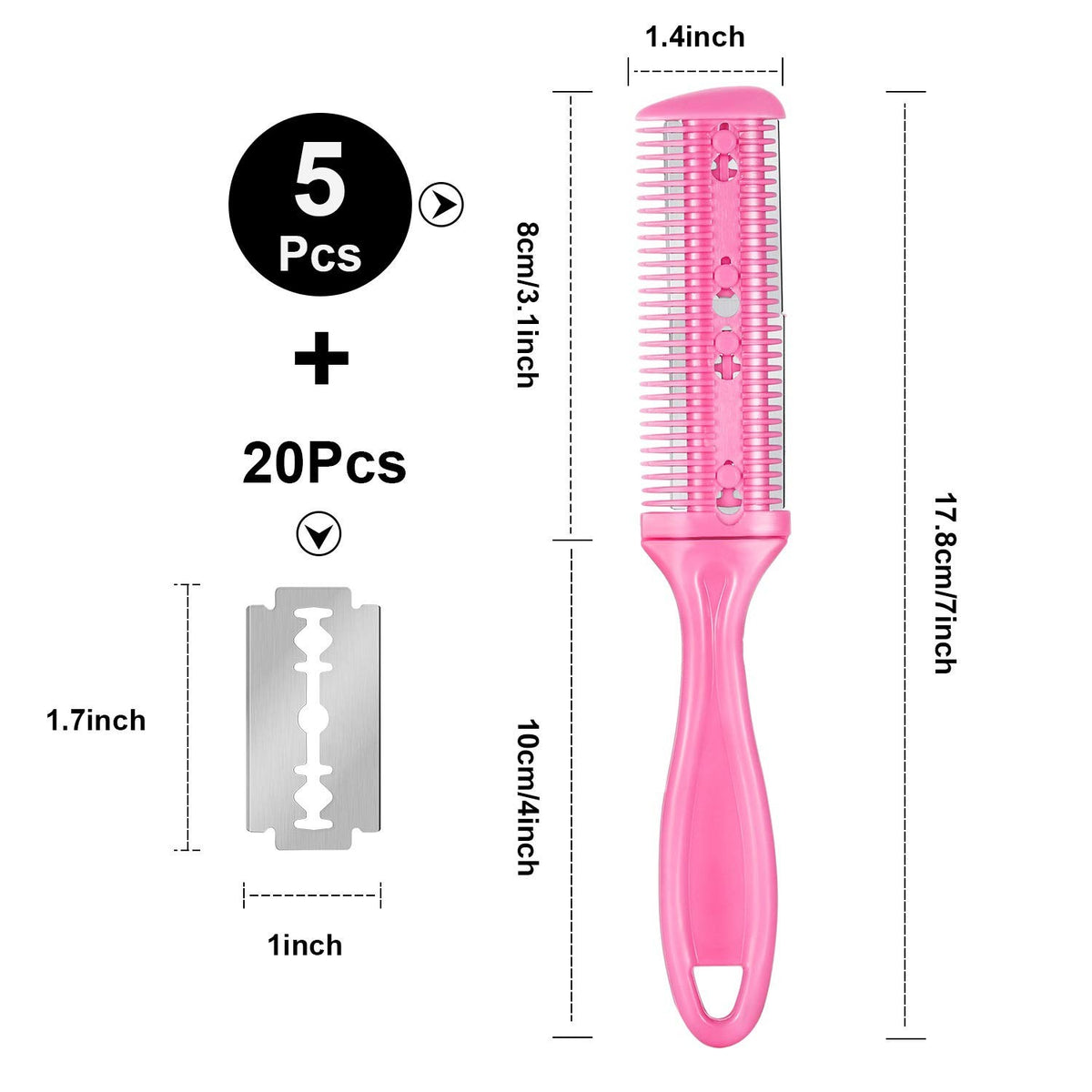 Hair Cutting Comb with 20 Double-Sided Blades and Scissors - Carbon Steel Grooming Kit