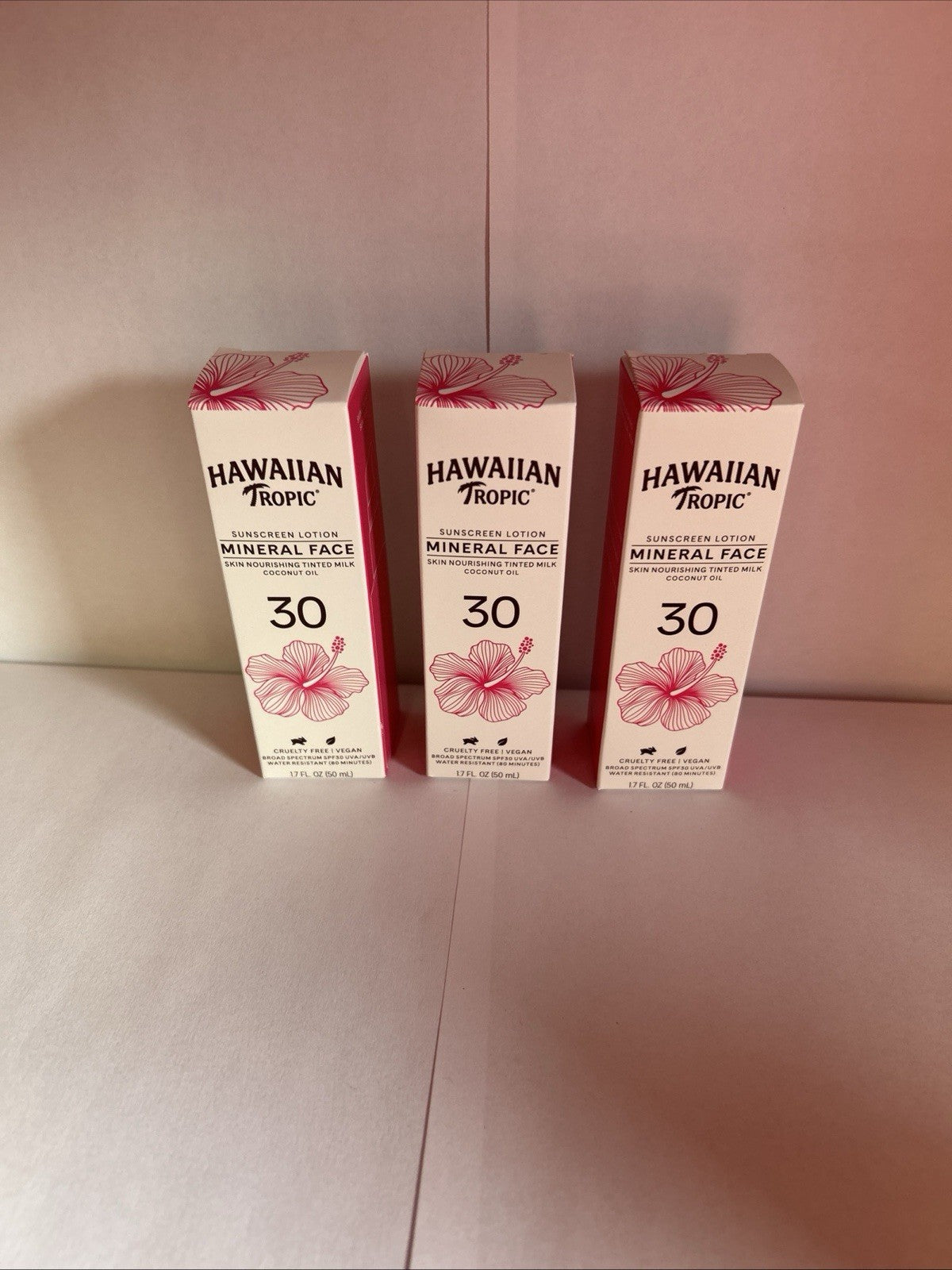 Hawaiian Tropic SPF30 Mineral Face Tinted Moisturizer with Coconut Oil - 1.7oz, Pack of 3