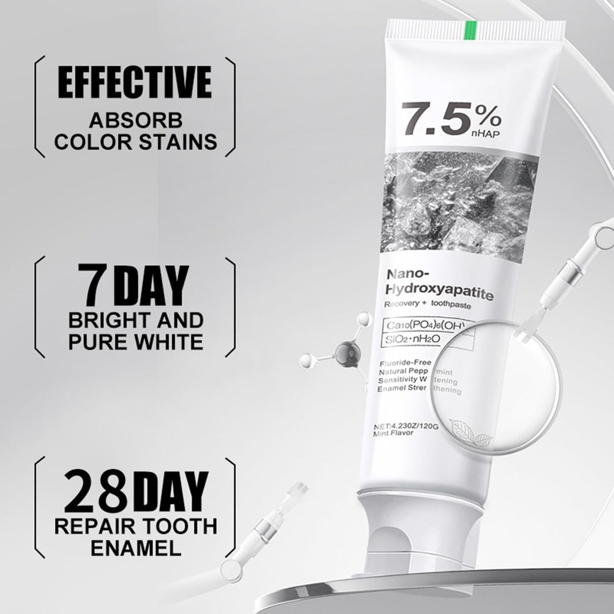 Hydroxyapatite Toothpaste 2 Pack - Fluoride-Free Enamel Protection for Sensitive Teeth